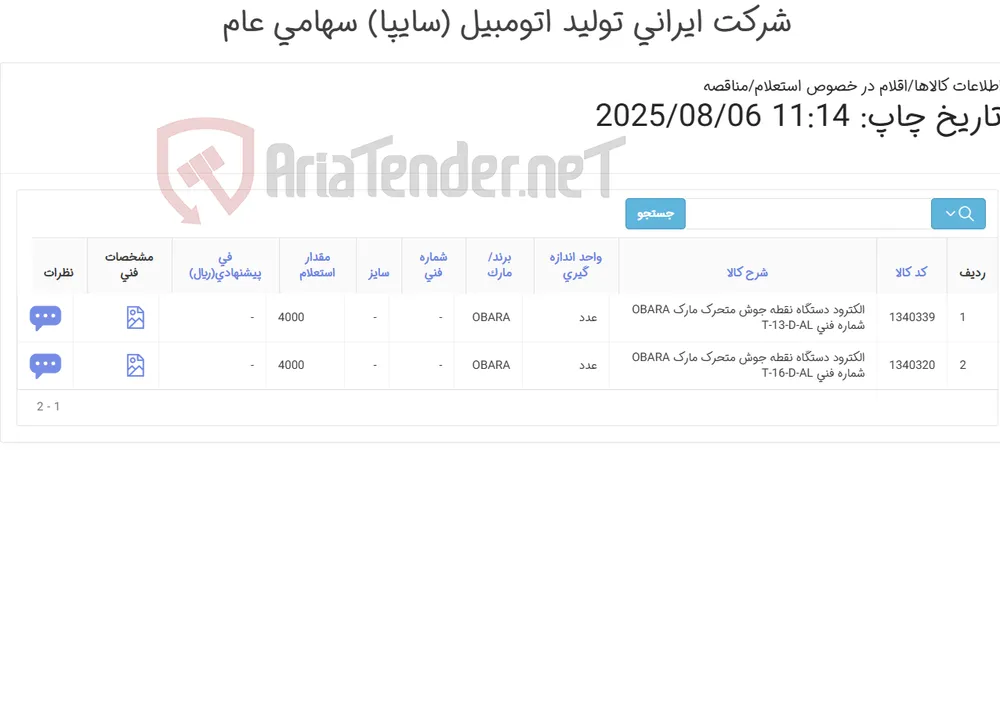 تأمین دو ردیف الکترود دستگاه نقطه جوش