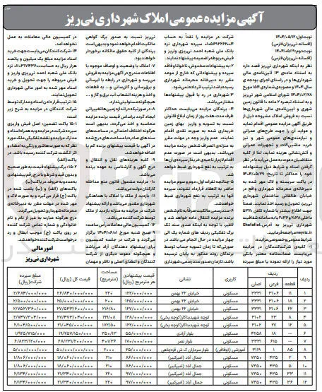  مزایده عمومی املاک