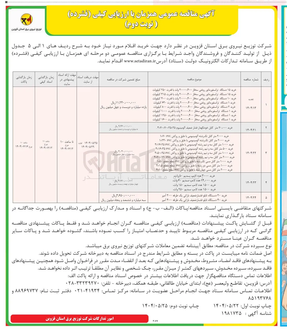 خرید 3000 عدد لامپ سدیم 50 وات - خرید 14000 عدد لامپ سدیم 70 وات - خرید 1500 عدد لامپ سدیم 150 وات - خرید 1500 عدد لامپ سدیم 250 وات 