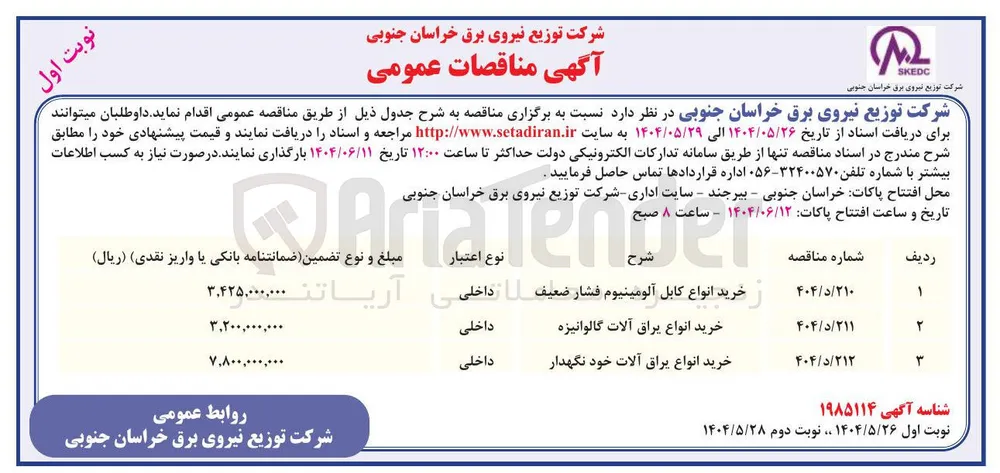 خرید انواع کابل آلومینیوم فشار ضعیف