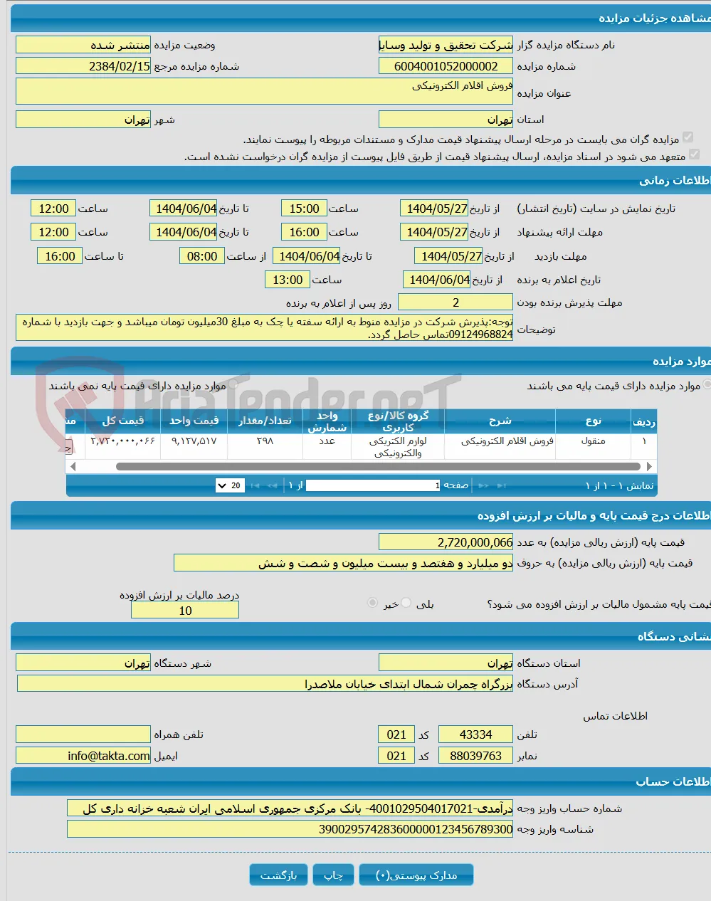 فروش اقلام الکترونیکی