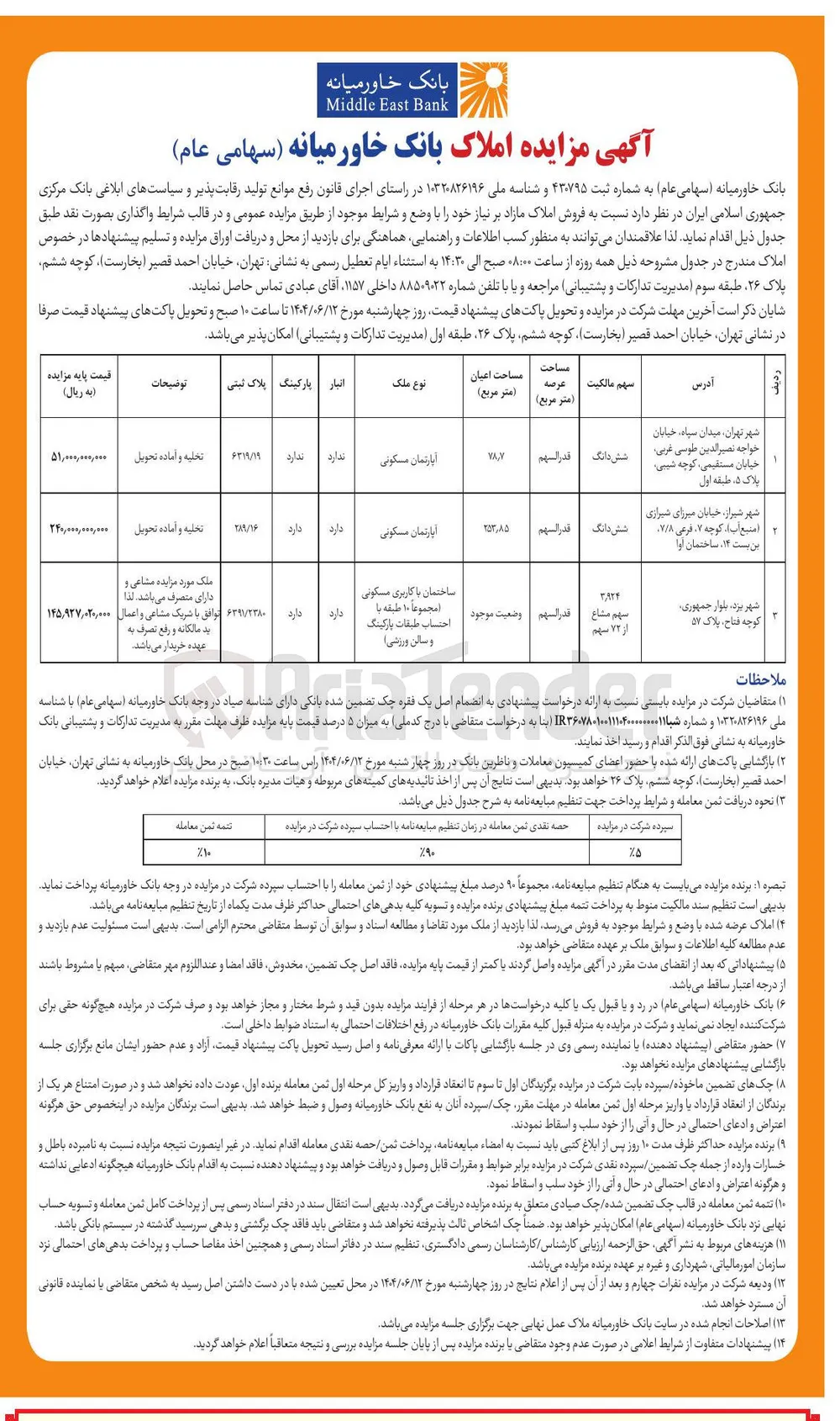  مزایده املاک