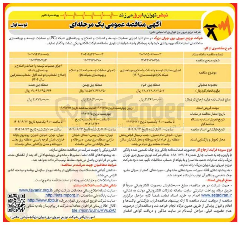 بهینه سازی شبکه اجرای عملیات توسعه و احداث و اصلاح و 
