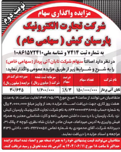 واگذاری سهام 