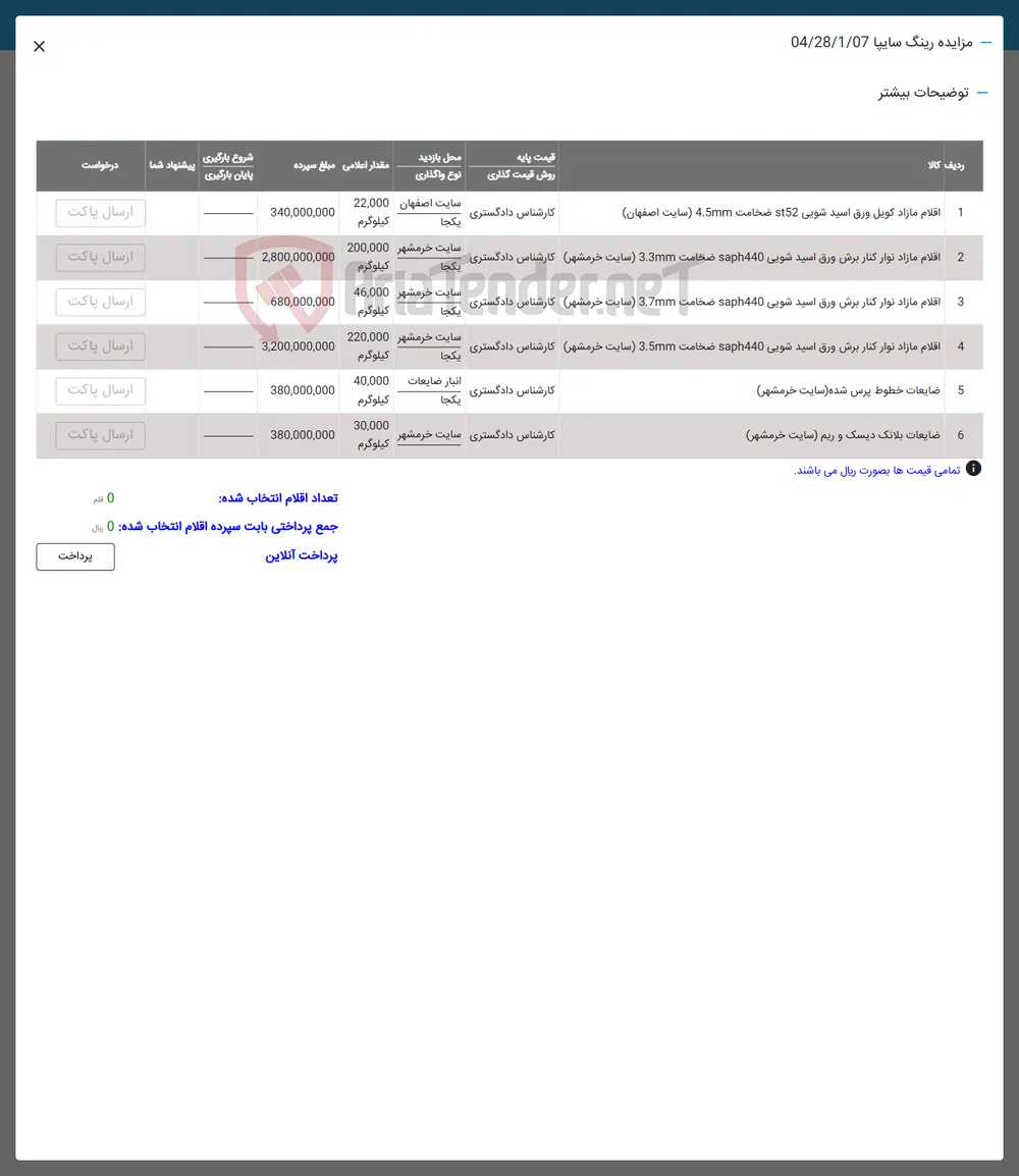 اقلام مازاد نوار کنار برش ورق اسید شویی saph440 ضخامت 3.5mm