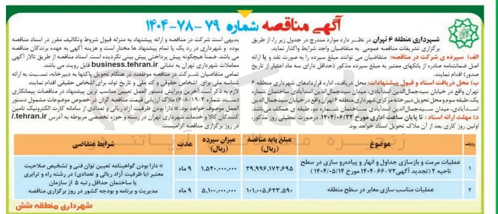 عملیات مناسب سازی معابر در سطح منطقه