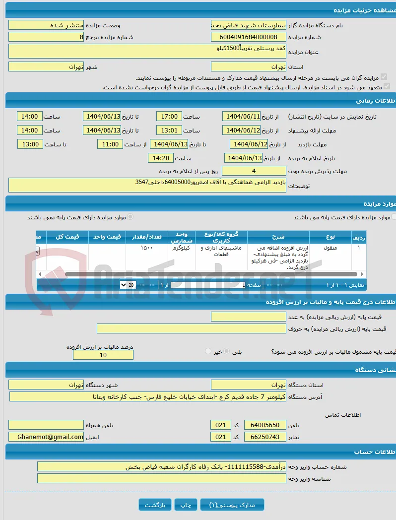 کمد پرسنلی تقریباً1500کیلو