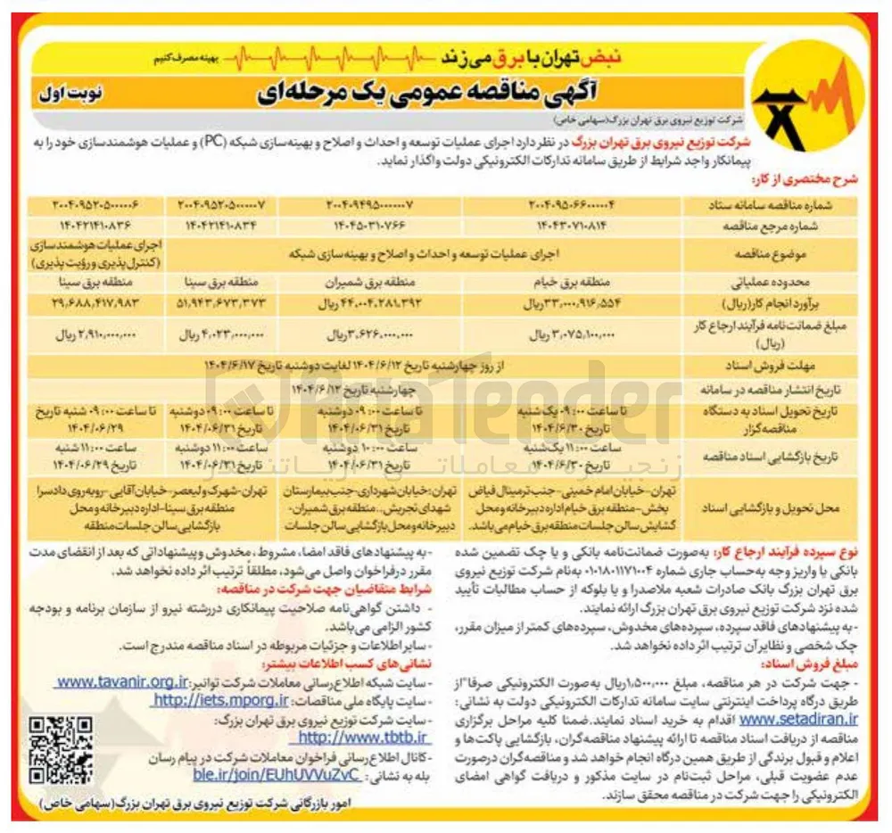 اجرای عملیات توسعه و احداث و اصلاح و بهینه سازی شبکه