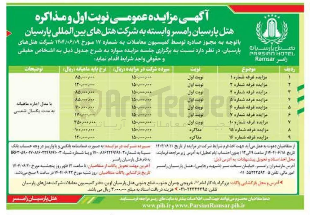 اجاره غرفه ها در 9 ردیف