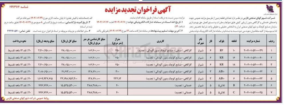 فروش قطعه C زمین با کاربری خدماتی