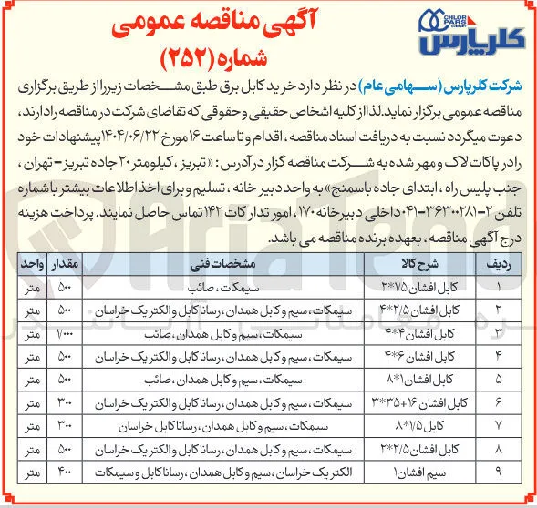 کابل افشان ۲۲/۵ 
