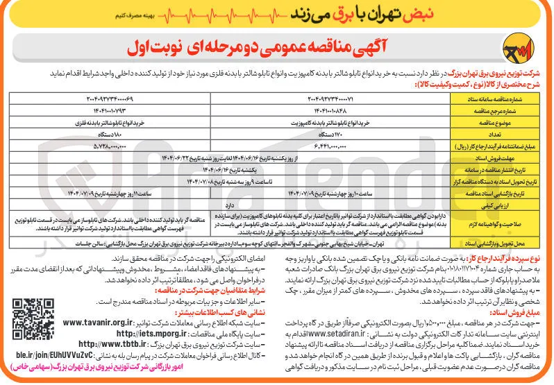 خرید انواع تابلو شالتر با بدنه کامپوزیت 170 دستگاه
