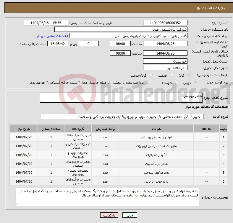 نیاز انتخاب تامین کننده-هلدر روتراش