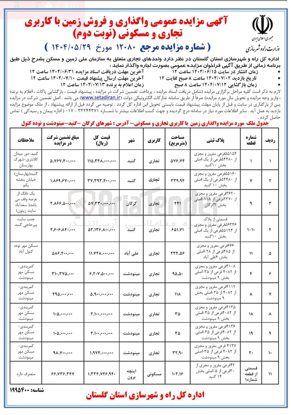 واگذاری و فروش زمین با کاربری تجاری و مسکونی