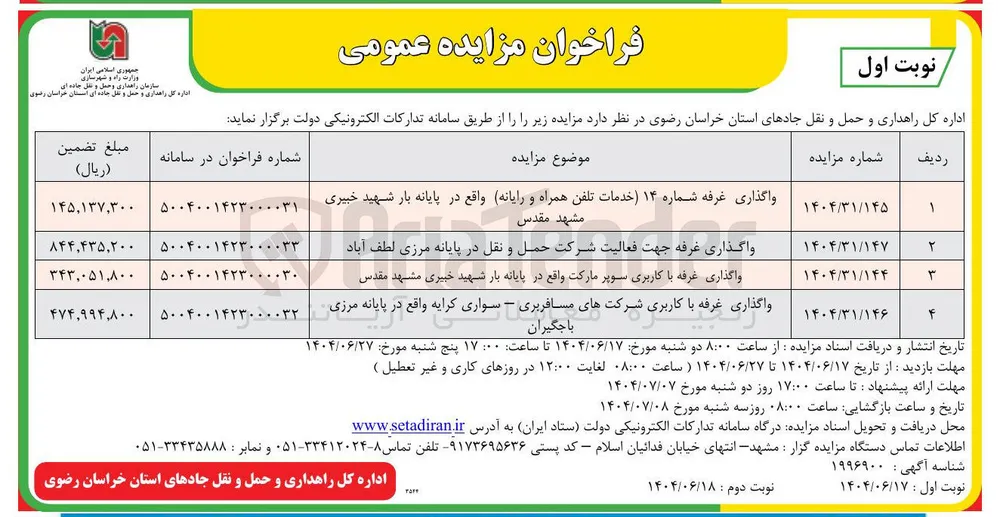 واگذاری غرفه با کاربری سوپر مارکت