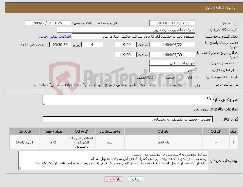نیاز انتخاب تامین کننده-رله