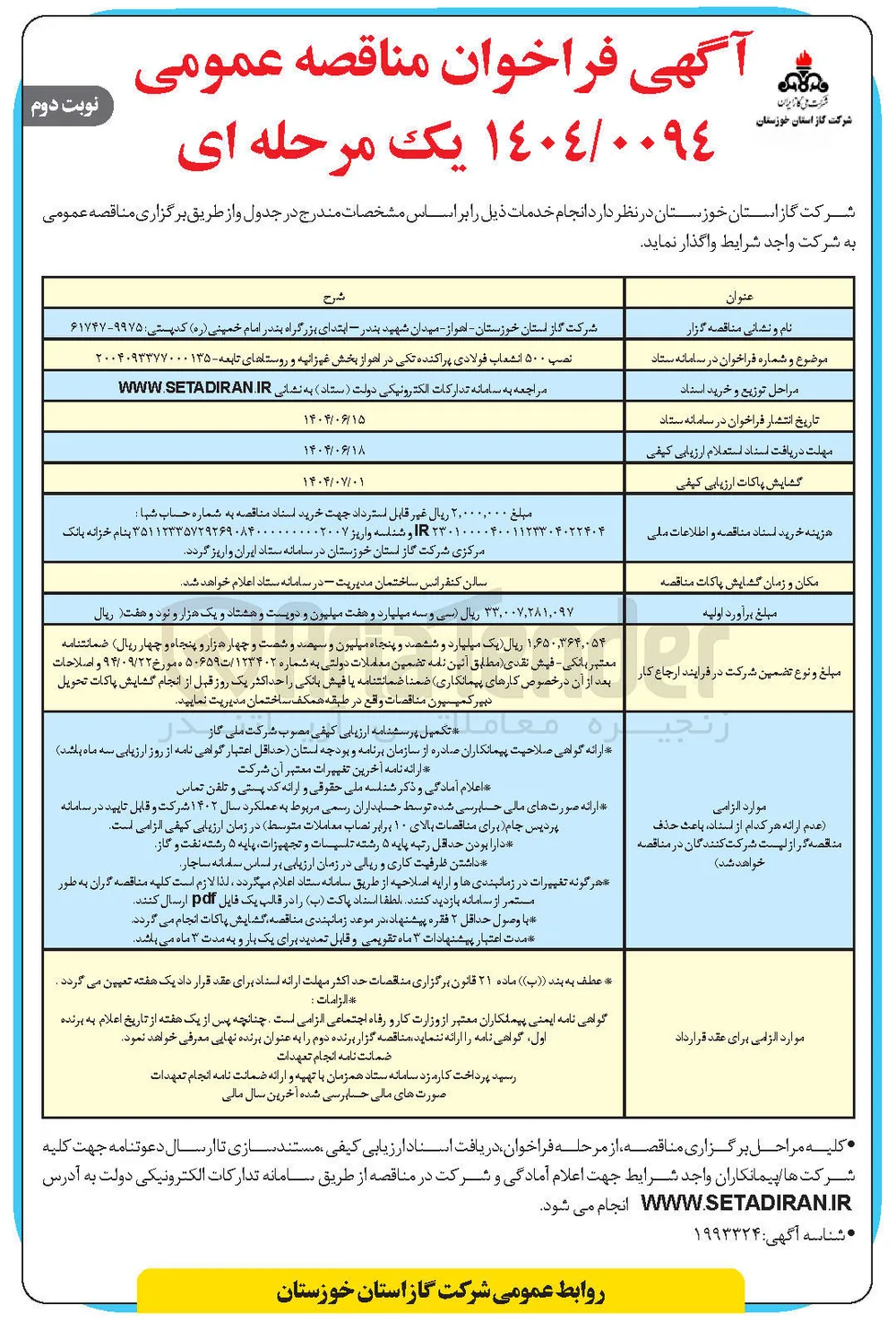 نصب ۵۰۰ انشعاب فولادی پراکنده تکی 