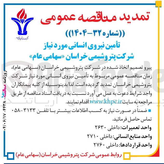 تأمین نیروی انسانی مورد نیاز 