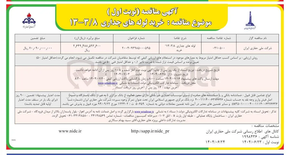 خرید لوله های جداری 3/8-13