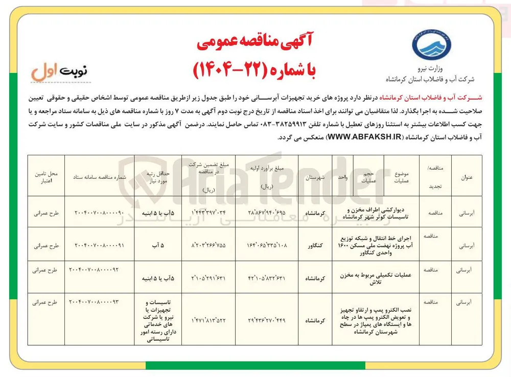 دیوار کشی اطراف مخزن و تاسیسات