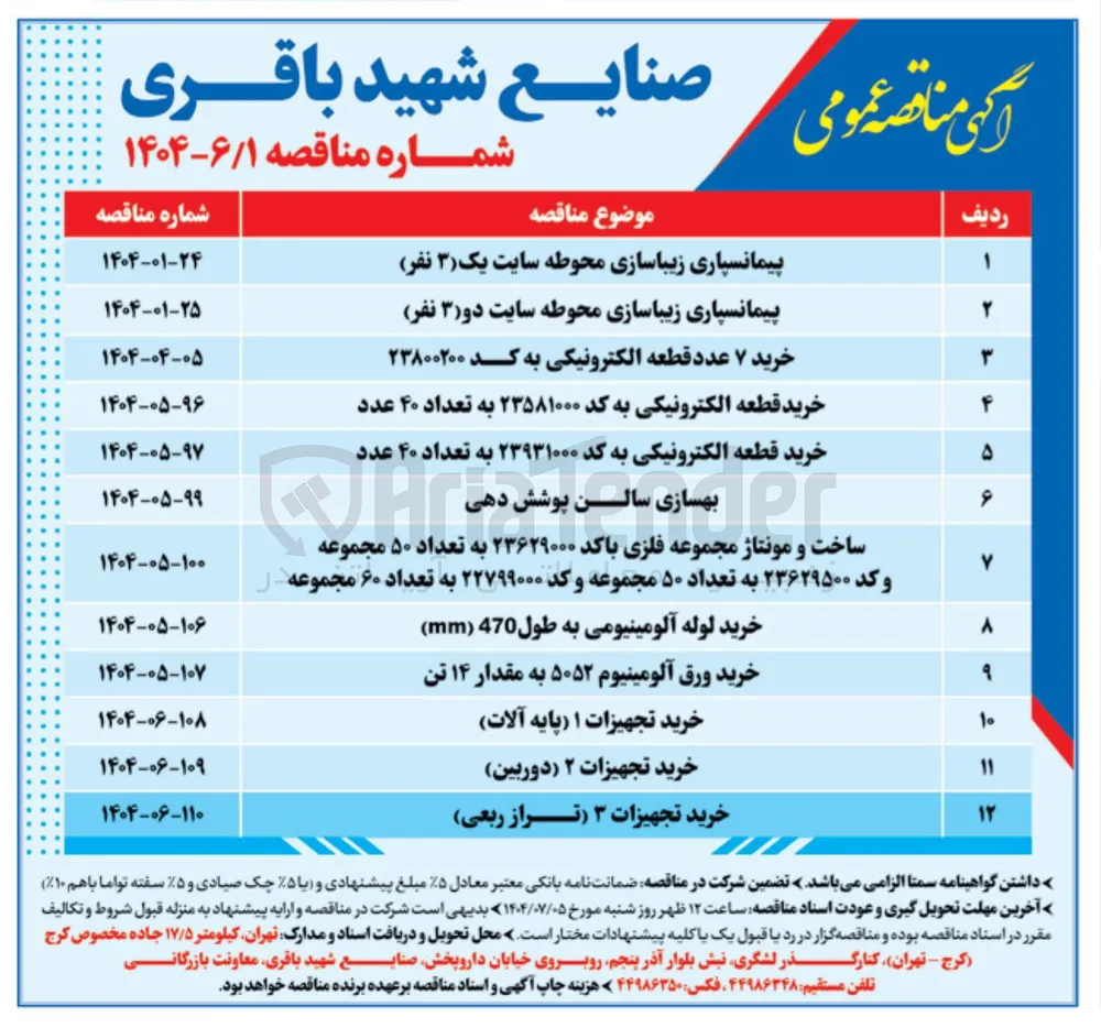 خرید تجهیزات 1 (پایه آلات)