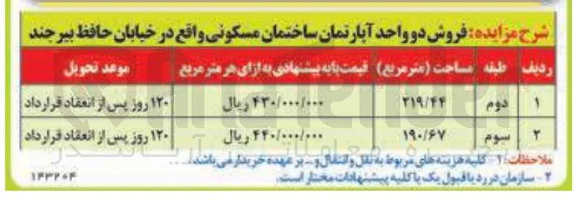 فروش دو واحد آپارتمان ساختمان مسکونی