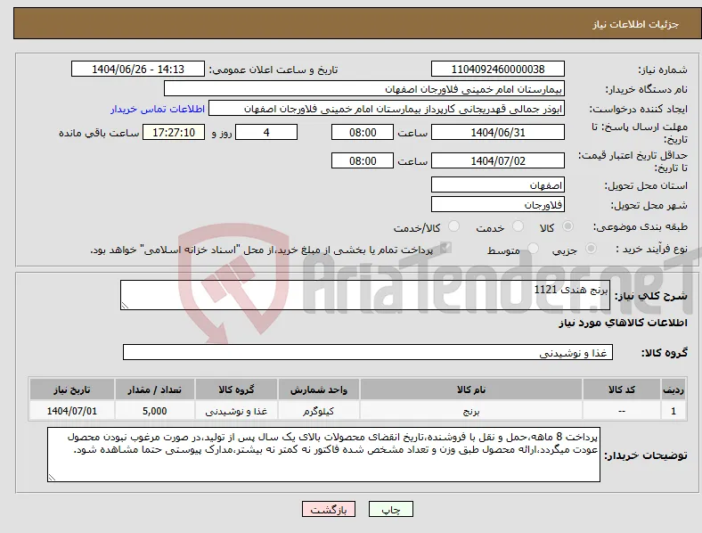 نیاز کالا-برنج هندی 1121
