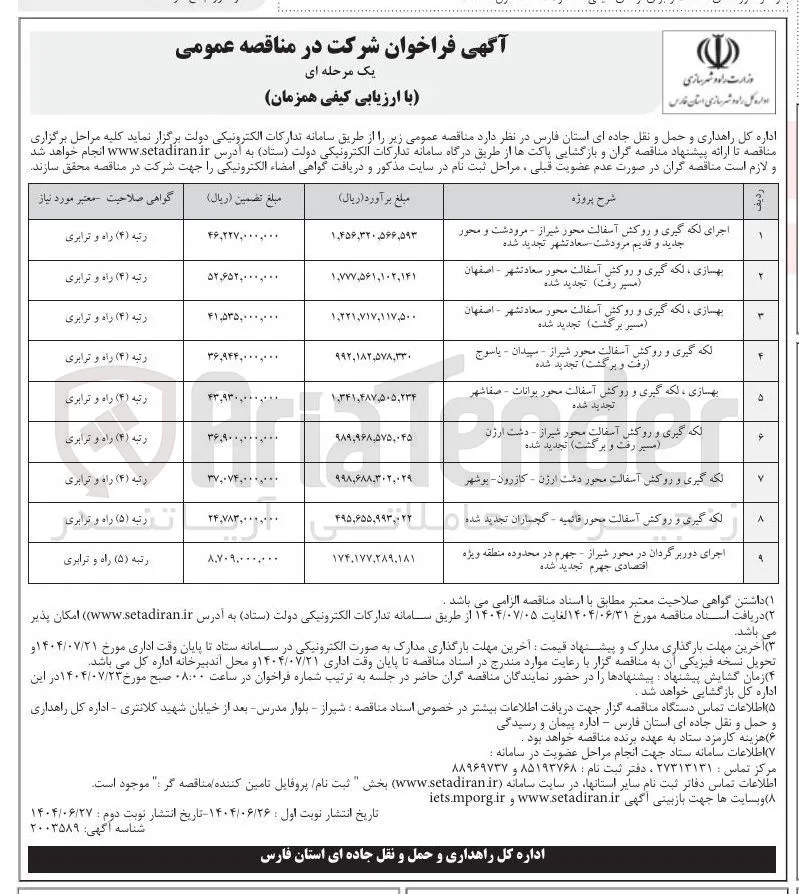 لکه گیری و روکش آسفالت محور
