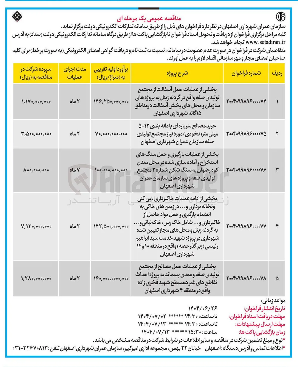 بخشی از عملیات حمل مصالح از مجتمع تولیدی صفه و معدن پسماند به پروژه احداث تقاطع های غیر همسطح 