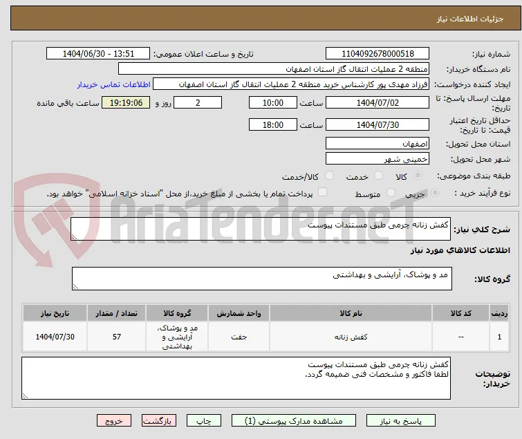 کفش زنانه چرمی طبق مستندات پیوست