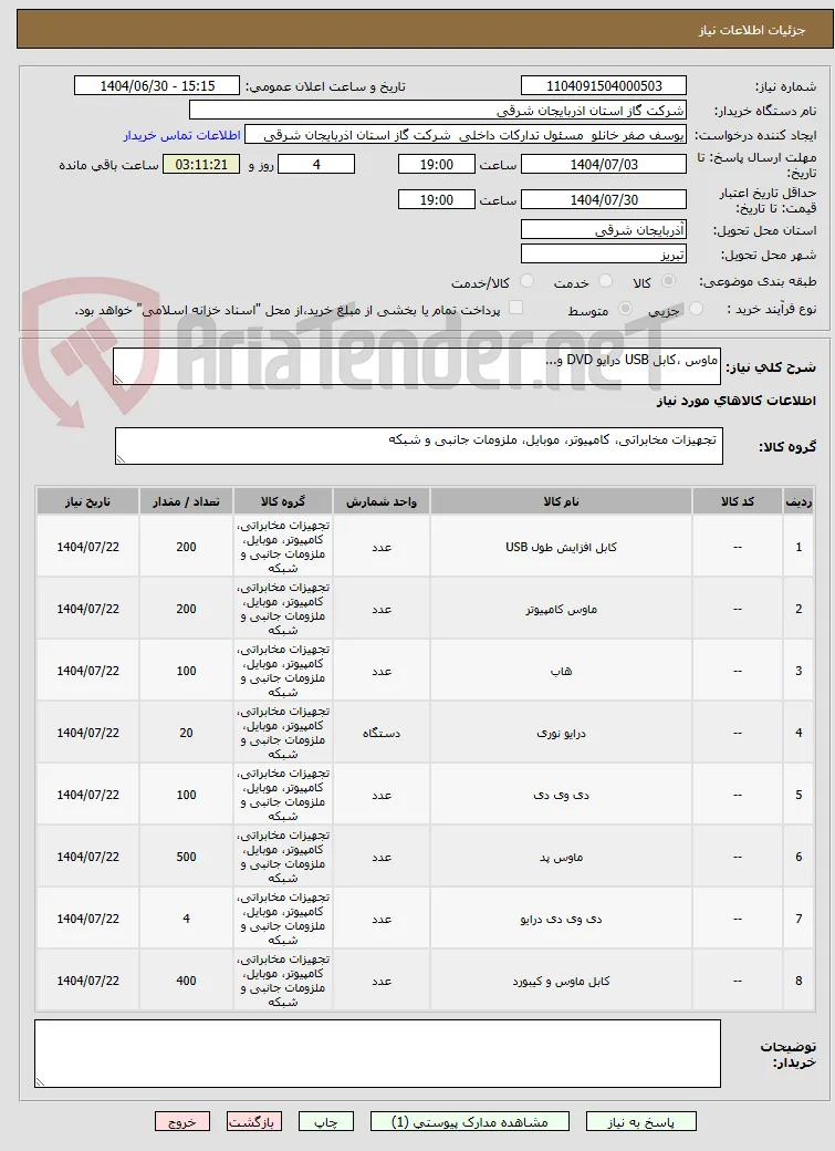 ماوس ،کابل USB درایو DVD و...