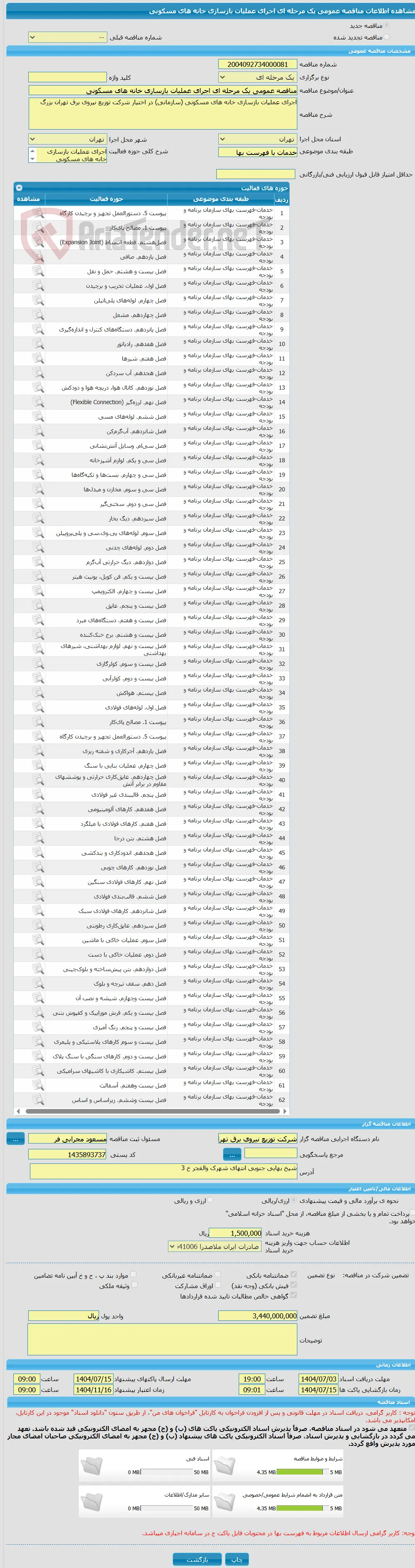مناقصه عمومی یک مرحله ای اجرای عملیات بازسازی خانه های مسکونی