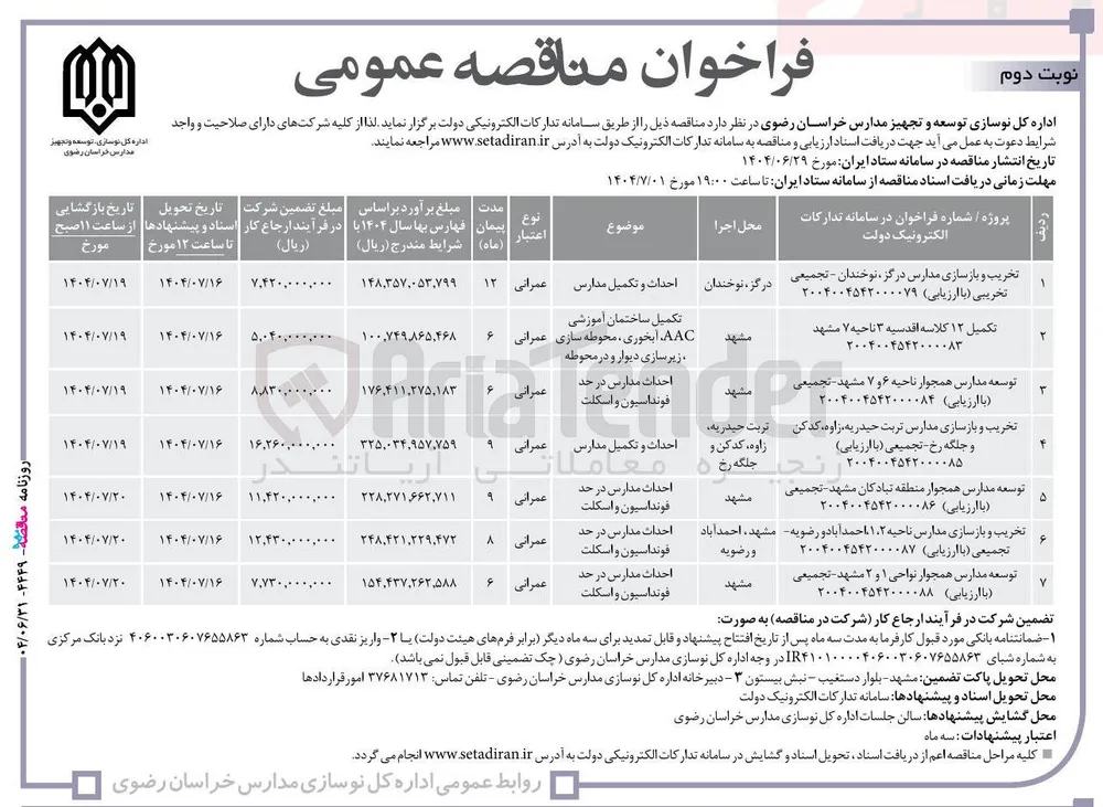 تخریب و بازسازی مدارس 