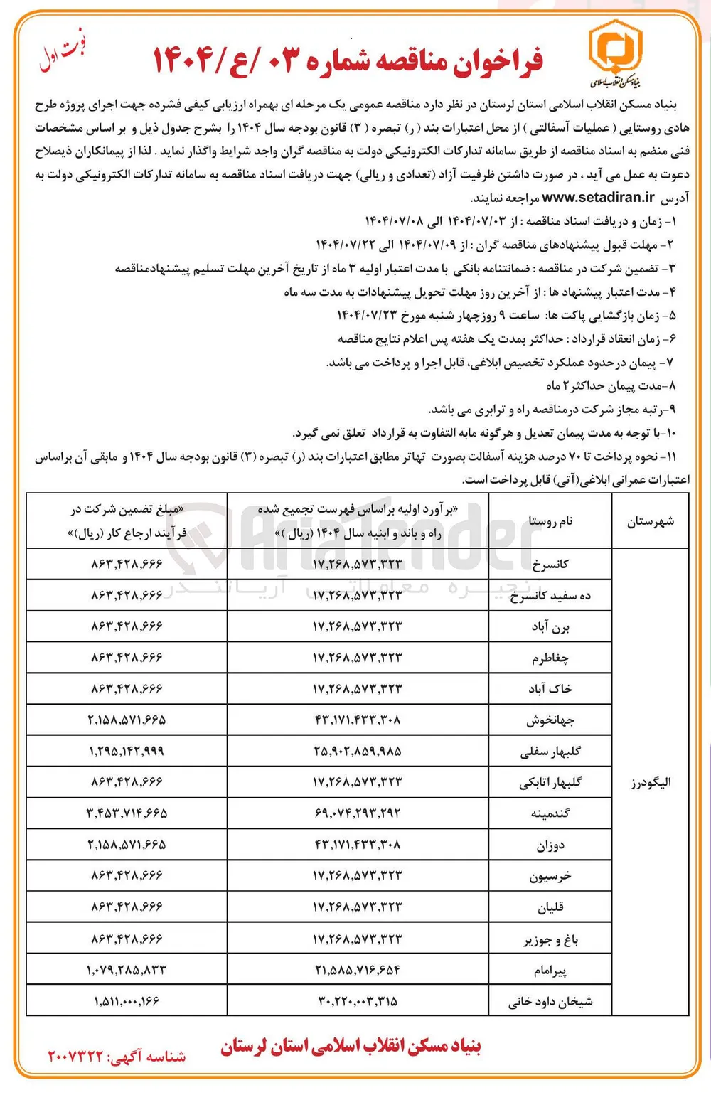  اجرای پروژه طرح هادی روستایی ( عملیات آسفالتی )