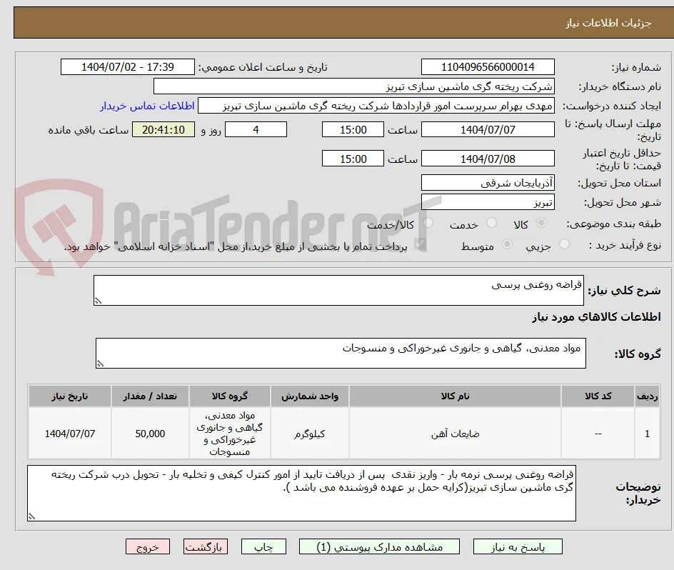 قراضه روغنی پرسی