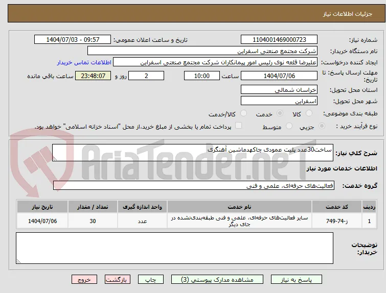 ساخت 30 عدد پلیت عمودی