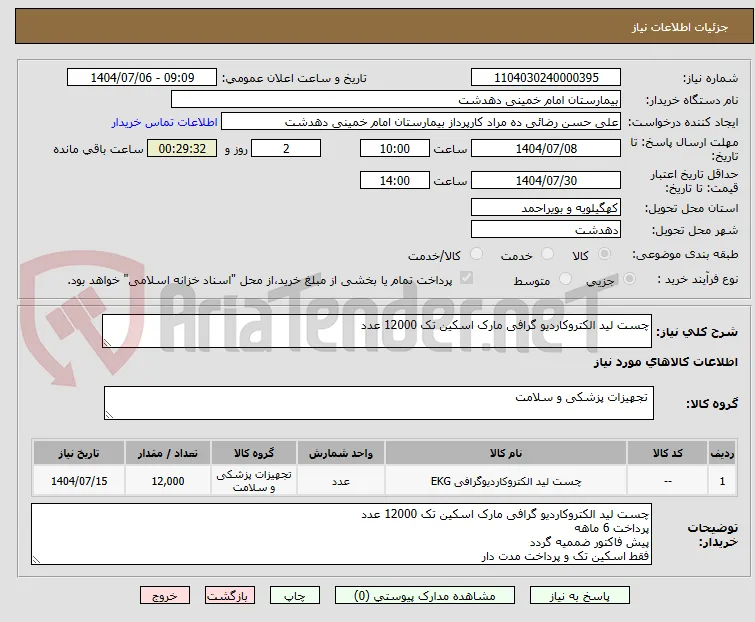 چست لید الکتروکاردیو گرافی مارک اسکین تک 12000 عدد