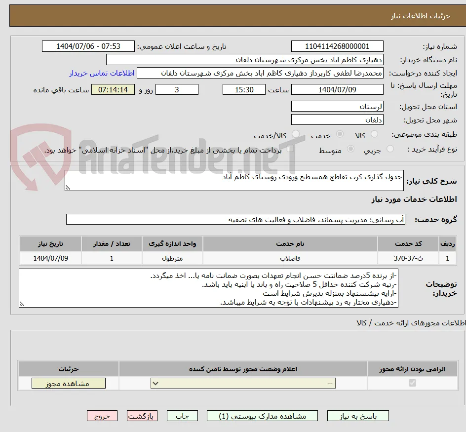 جدول گذاری کرت تقاطع همسطح ورودی روستای کاظم آباد