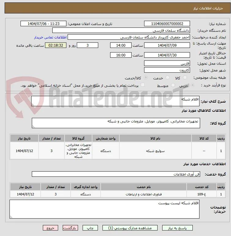 اقلام شبکه 