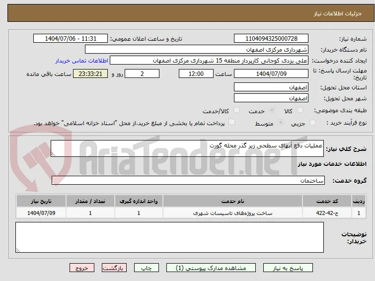 عملیات دفع آبهای سطحی زیر گذر محله گورت 