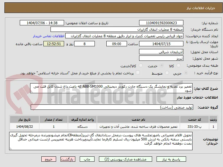 تعمیر برد تغذیه و نمایشگر یک دستگاه چارت رکوردر دیجیتالی ABB-SM1000 که باعث داغ شدن کابل فلت می شود