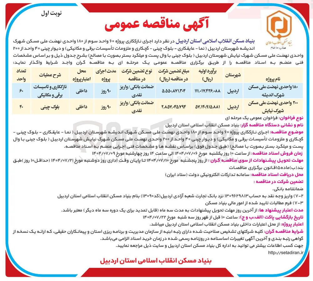 اجرای بلوک چینی در پروژه 200 واحدی