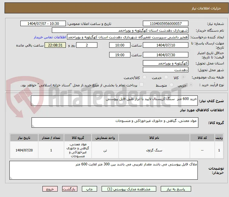 خرید 600 متر  سنگ کریستال لاپید با ابزار طبق فایل پیوستی
