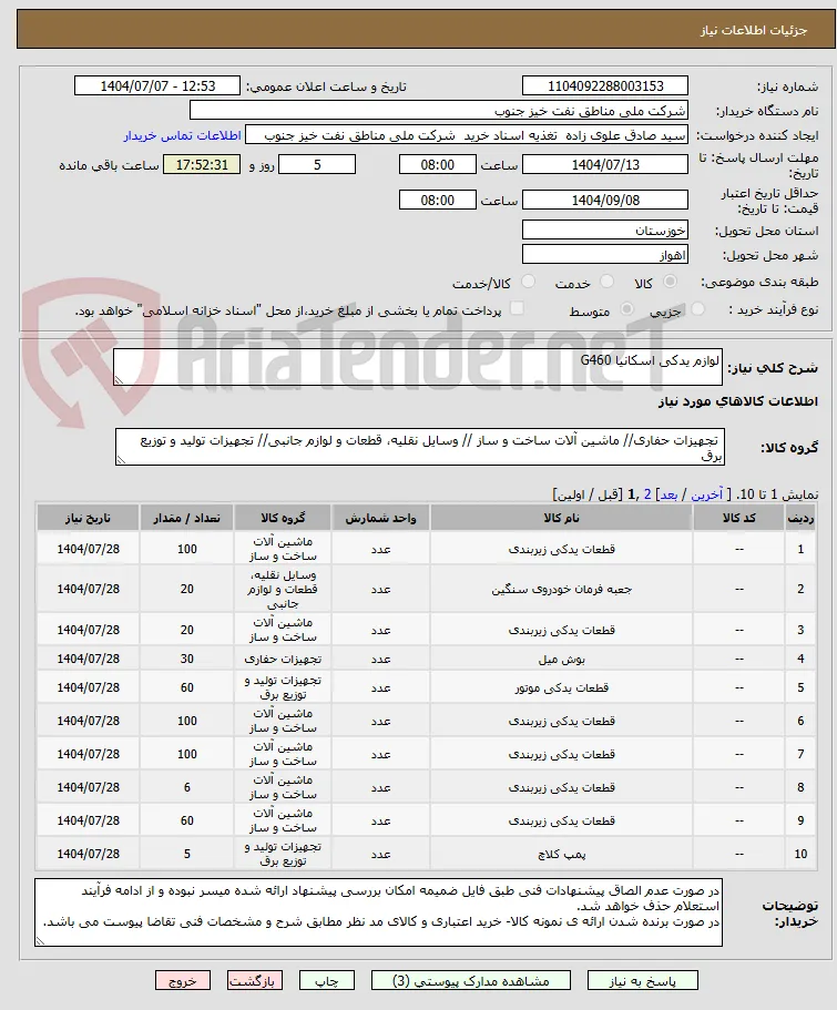 لوازم یدکی اسکانیا G460