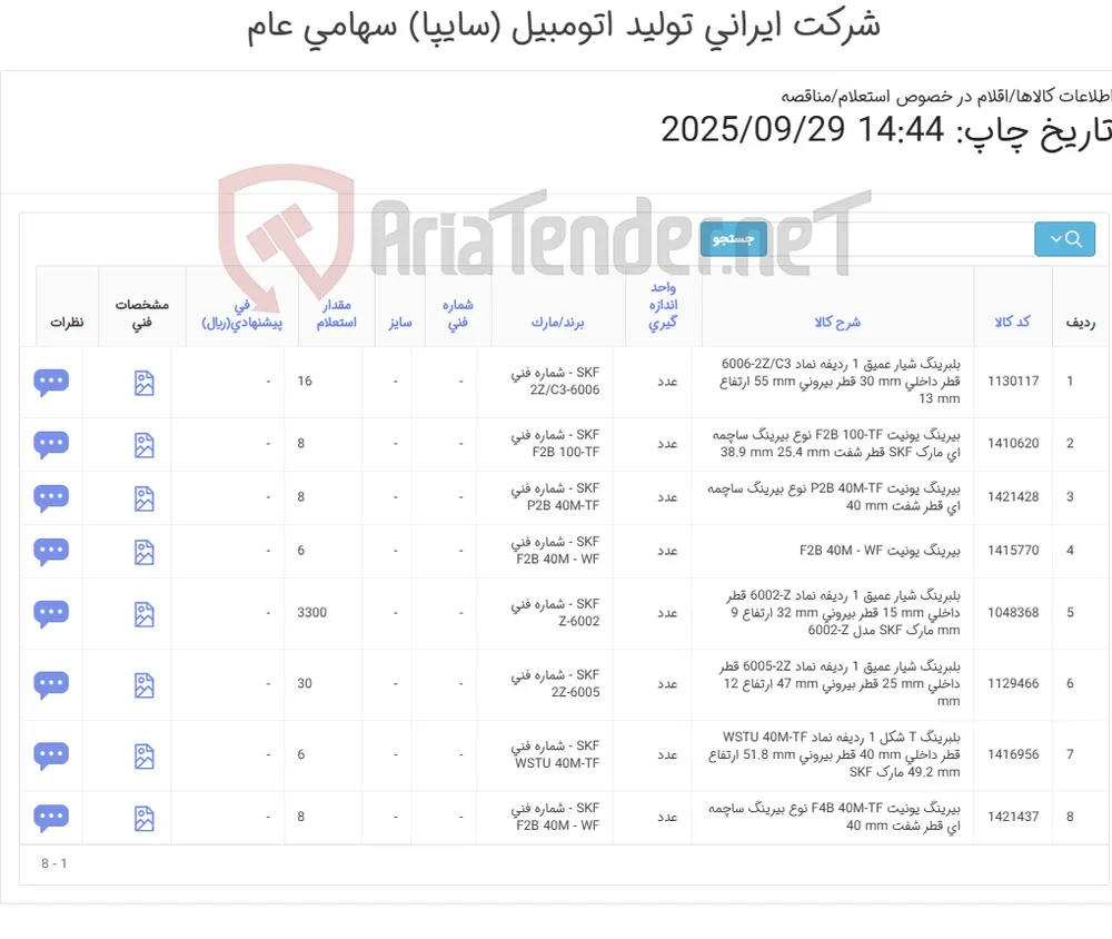 تأمین انواع بلبرینگ و بیرینگ