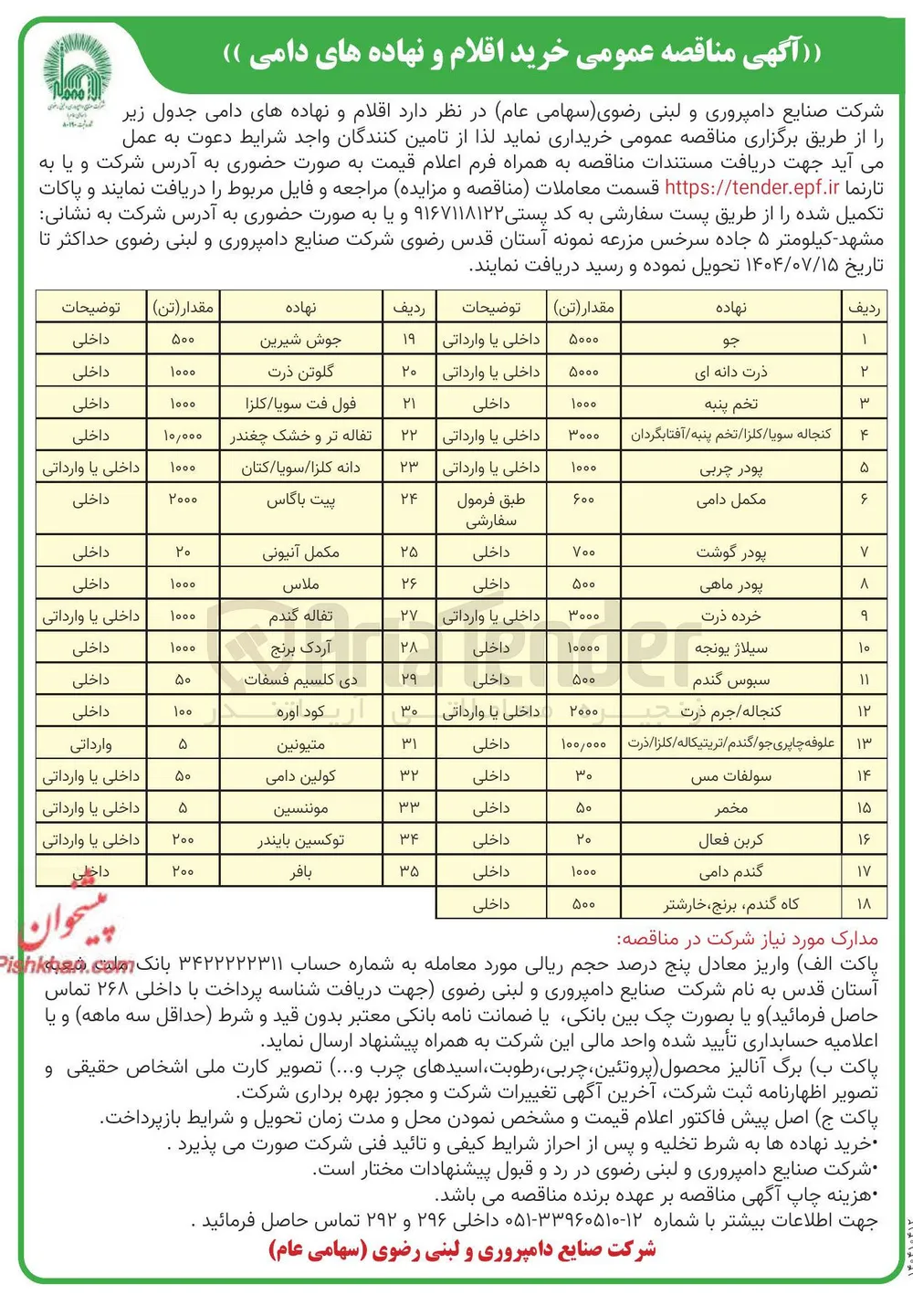 خرید خرده ذرت به مقدار 3000 تن