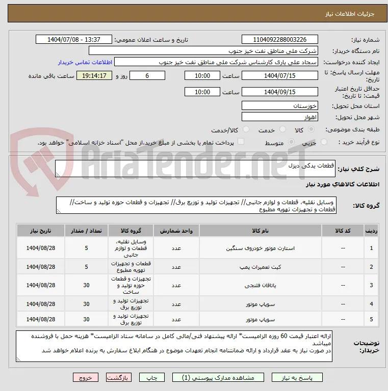 قطعات یدکی دیزل