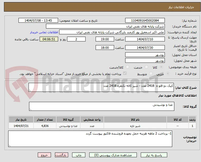 کیک دو قلو ه  2418 عدد - شیر کاله تکنفره 2418 عدد 
