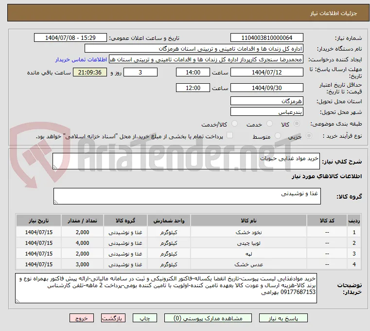 خرید مواد غذایی حبوبات