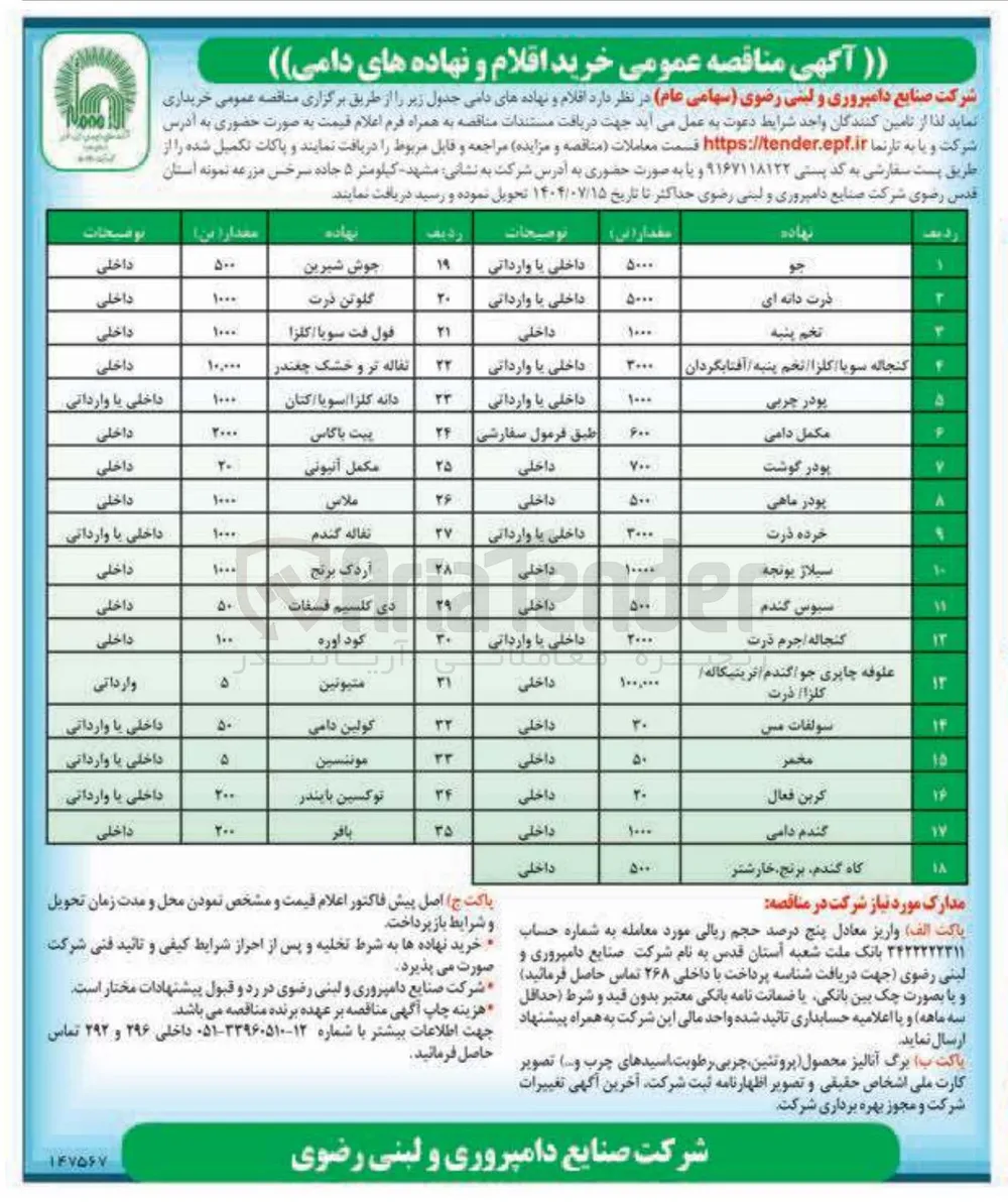 خرید خرده ذرت به مقدار 3000 تن